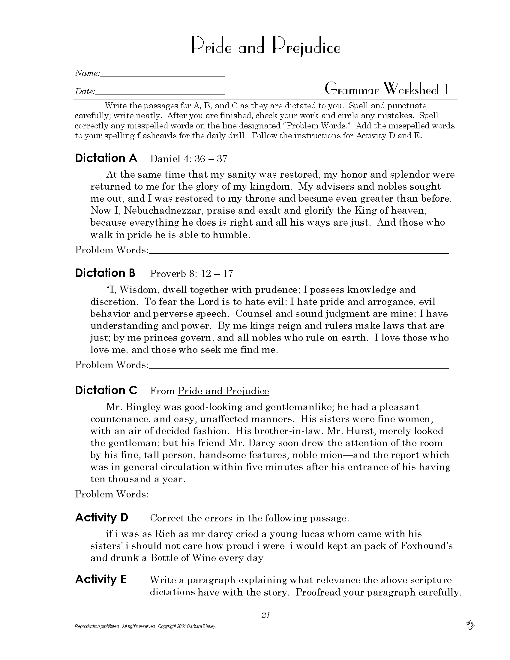 Pride and Prejudice Pack - Total Language Plus